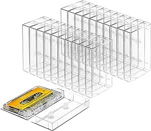 50-Pack Audio Cassette Storage Cases - Clear Plastic Cassette Tape Cases - Audio Storage Solution 4.28" L x2.75 W x0.6 H