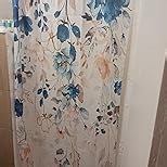 Blue Floral Flower Shower Curtain, Cute Navy Flower Shower Curtain, Pastel Watercolor Plant Eucalyptus Leaf Girly Whimsical Rustic Country 72Wx72L Inch Bath Bathtub Set Accessories Home Decor