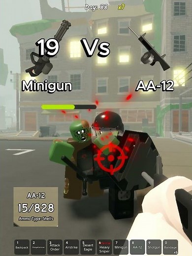 Minigun Vs AA - 12 Zombie Roblox Survive the apocalypse #roblox #survivetheapocalypse