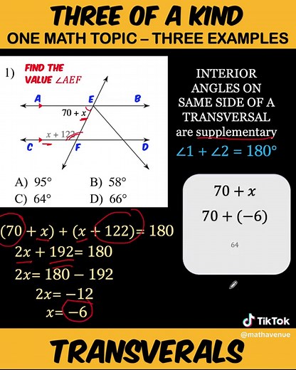 Parallel Lines Cut by Transversal#fyp #math #geometry #algebra | Algebra