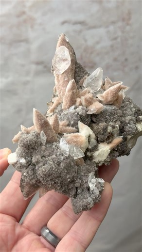 Stunning Pink Calcite on Druzy Black Chalcedony | Indian Collector Mineral