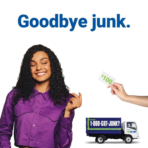 After we make your junk disappear, you’ll get a $100 voucher to keep–or give to someone who could use a hand. Book today! | 1-800-GOT-JUNK?