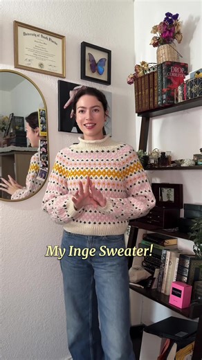 The Inge Sweater! Completed object 💕 Pattern by Le Knit Yarn: from Joann’s (no longer available) #knitting #knittok #handmade #knittersoftiktok #sweater