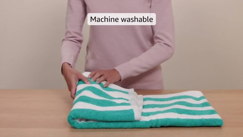 Amazon Basics 100% Cotton Terry Absorbent Cabana Stripe Pool & Beach Towels, Soft, Large, and Thick, 2-Pack, Navy Blue, 30 in x 60 in