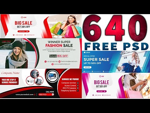640 Banners Ads And Poster Pack In PSD Files Free Download |English| |Photoshop Tutorial|