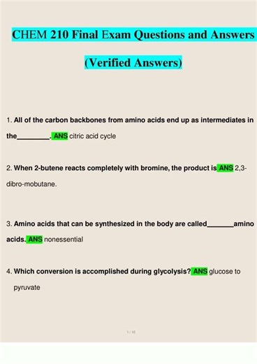 CHEM 210 Final Exam Newest Questions and Answers 2023 2024 Verified Answers2107