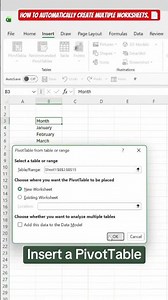 How to automatically create multiple worksheets in #excel . 📄⁠⁠