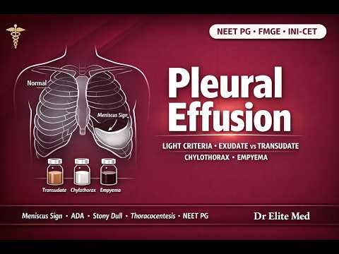 Pleural Effusion Exudative Light Criteria, SpecialSituations and Treatment, FMGE INICET NEET PG