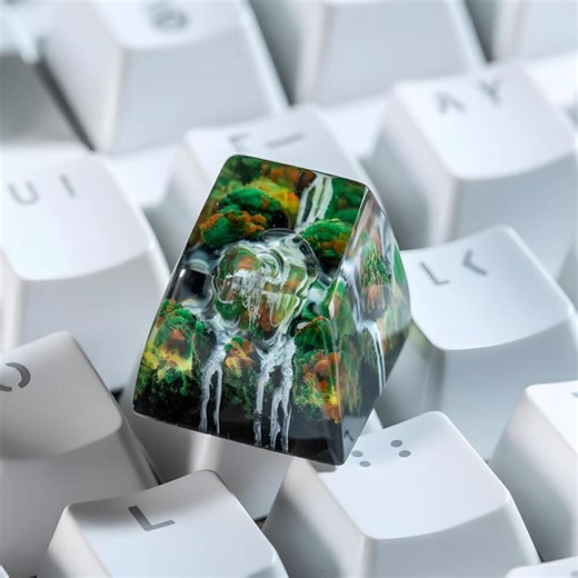 Fantasy Forest Resin Keycap, Artisan Mechanical Keyboard Accessory, Handmade Mountain Waterfall Scenery Keycap, Unique Gaming PC Gift - Etsy