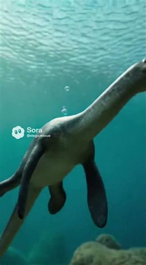 A Baby Plesiosaurus Chasing Bubbles Underwater #Plesiosaurus
