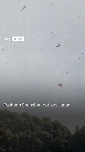 44K views · 162 reactions | Gusts of wind whipped up debris in Miyazaki as Typhoon Shanshan passed through Japan | Sky News | Facebook