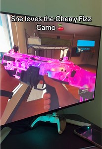 She loves the Cherry Fizz Camo 🍒 #camo #glitch #bo7 #warzone #camos | how to get cherry fizz camo bo7