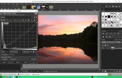 Using the 'Curves' function for brightness and contrast