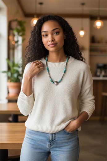 Navajo Pearl Necklace With Turquoise and Buffalo Nickel Coin Bead. - Etsy