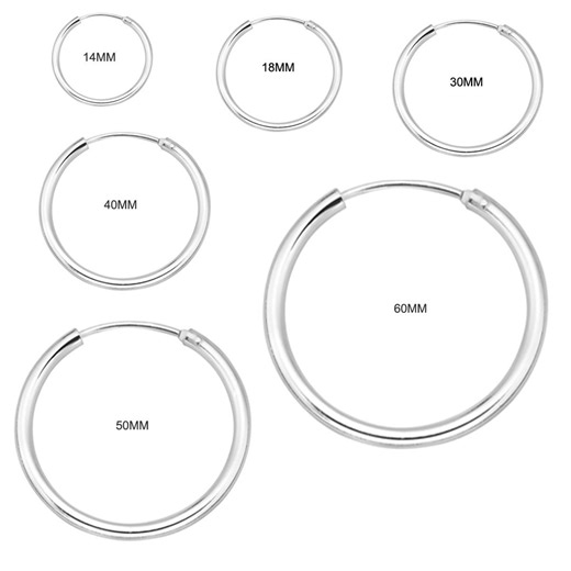 Endless Hoop Earrings, 2mm Tube by 10mm, 12mm, 14mm, 16mm, 18mm 17mm - Etsy Canada