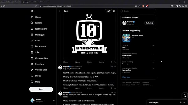 TOBY FOX ACKNOWLEDGES... TOGORE & CHARA?!? (UNDERTALE & DELTARUNE NEWS UPDATE)