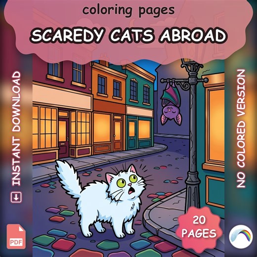 Cozy Goth Cat Coloring Pages, Vintage Spooky Travel Art for Adults, Creepy Cute Kittens in Haunted Castles, Halloween All Year Coloring - Etsy