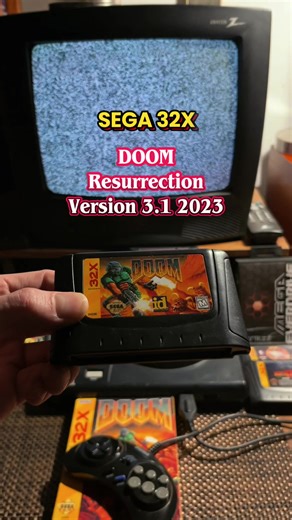 Playing DOOM Resurrection version 3.1 (2023) on Mega Everdrive. Original cartridge from 1994 displayed. #segagenesis #doom #sega32x #sega #retrogaming