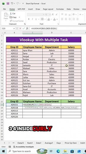VLOOKUP with Multiple Tasks in Excel | You Have Never Seen This Before! 😱 Don't Miss the EndCaption
