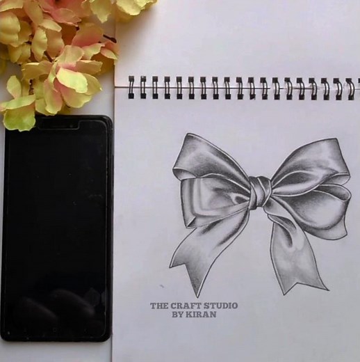 Bow Drawing 🎀 | Phone to Paper Art ✍️ #pencildrawing #pencilsketch #shading #asthetic #trending