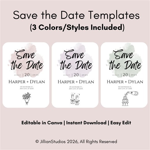 Save the Date Template | Wedding Save the Date | Editable Canva Template | Instant Download | Modern Minimalist Save the Date - Etsy