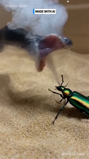 1M views · 6.5K reactions | The Cinder-Black Snake dared to trespass. Now it faces the unstoppable chemical fury of the Metallic-Green Blister Beetle. #BlisterBeetle #ChemicalDefense #NatureClash #Arthropod #InsectDominance ⚙️ AI-generated nature dramatization — no real creatures involved. | Insects Apex | Facebook