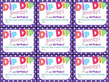 Stick & Dip Candy Birthday Gift Tag- Dip Dip Hooray!