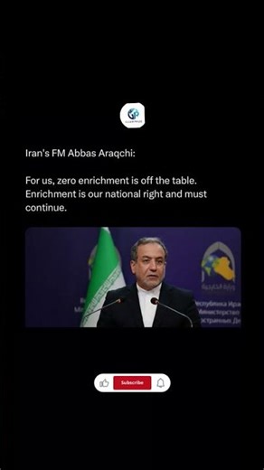 Iran FM: Uranium Enrichment Will Not Stop ⚛️