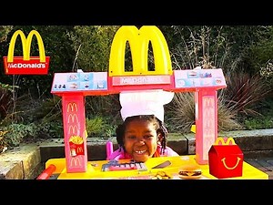 MCDONALDS DRIVE THRU Pretend Play With Toys AndFun Sisters | Funny Video For Children