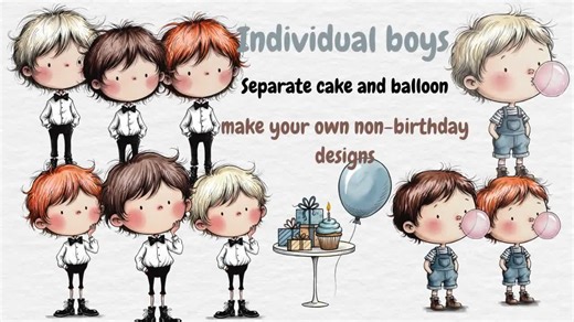 36 Whimsical Boys – Birthday and More. 35 Pngs - Instant Download - Etsy