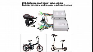 Electric Bike Brushless Controller, Dual Drive E Bike Conversion LCD Panel Kit 36V 48V Universal LH100 Color LCD Screen Display Meter Dual Drive Controller Kit, for Electric Bicycles, Scooters, etc