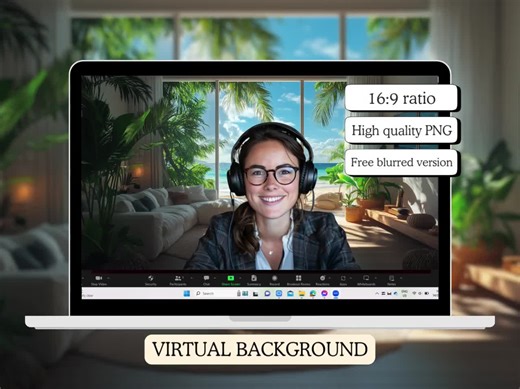 Virtual Background Beach View Living Room | Scenic Coastal Digital Backdrop for Zoom, Teams, Webex, Video Calls, Meetings, & Online Classes - Etsy