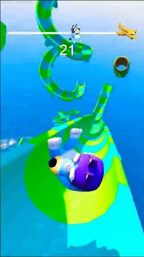 Bluey Water Slide Plane Challenge