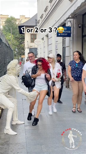 Human statue prank 😂 Try not to laugh 🤭