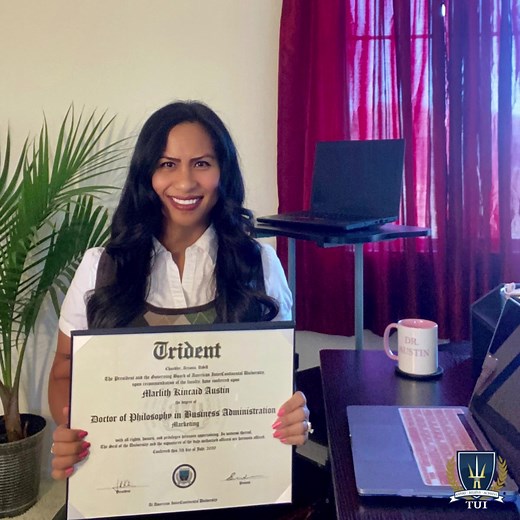 "Trident's exceptional online education and flexibility provided me the insight, motivation, and focus needed to hone my business skills while balancing the unique challenges faced by military families." - Dr. Austin, Trident Faculty and #PhD alumna #tridentthoughts #tridentstrong #opportunities #possibilities #motivation #tridentfamily | Trident University International