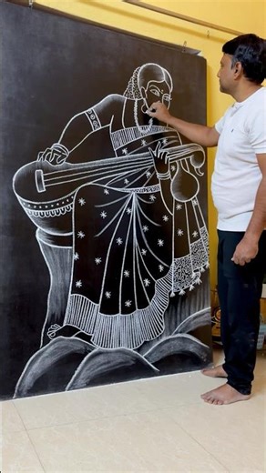 Learn to draw a woman playing the sitar 🎸 #art #drawing #shortvideo