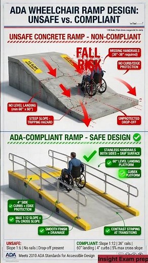Safe vs Unsafe wheelchair Ramp Design | #insightexamprep #shortsfeed #ytshorts #civilengineering