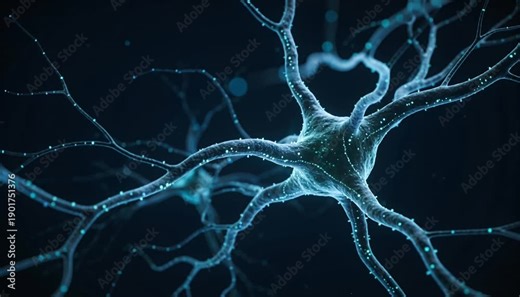 Neuron neural network synapse brain connection artificial intelligence technology visualization of glowing nerve cell pathways and data signals, neuroscience research concepts for medicine