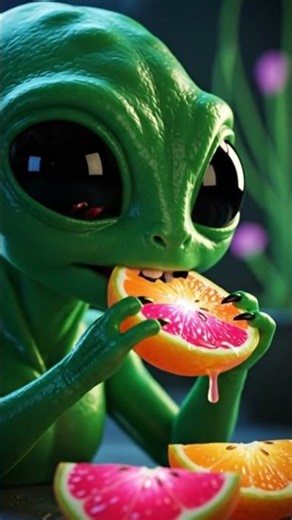 Feeding My Alien Pet 👽🍉 | Glowing Fruit ASMR | Oddly Satisfying Video |#shorts #asmrvideos #aiasmr