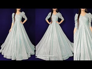 Cinderella /Party wear/gown cutting and stitching/ long dress /umbrella frock/princess dress design