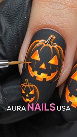 Neon Glow Halloween Pumpkin Nail Art Tutorial 🎃🖤 | Easy Halloween Nails