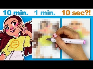 I WAS NOT PREPARED!! | 10 Minute, 1 Minute, 10 Second Speed Drawing Challenge (With Markers!)