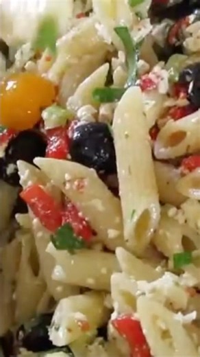 GREEK PASTA SALAD 😋 YUMMY 🤩 #food #cooking #mealprep #recipe #tutorial