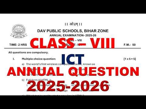 DAV CLASS 8 COMPUTER PREVIOUS YEAR QUESTION PAPER | ANNUAL QUESTION | FINAL QUESTION | 2025-26 #dav