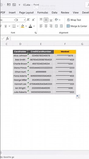 Mask Numbers in Excel with One Formula