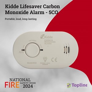 🔥 National Fire Safety Week runs from September 30th to October 6th with the theme, "We didn’t start the fire – But what did?!". Ensure your home is protected from the dangers of carbon monoxide. Equip your home with the Kidde Lifesaver Carbon Monoxide Alarm - 5CO: ✅ Continuously monitors for deadly CO gas ✅ Features a loud 85dB alarm for immediate alerts ✅ Portable and battery-operated (3x AA batteries included) ✅ 7-year sensor life with an end-of-life warning.🏠💨 Check out www.topline.ie to 