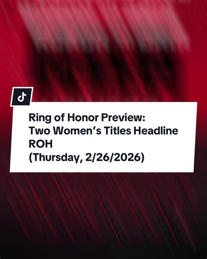 ROH On Honor Club – Episode 156 February 26, 2026 ROH Women’s Pure Championship Deonna Purrazzo (c) vs Trish Adora ROH World Women’s Television Championship Red Velvet (c) vs Zayda Steel Jay Lethal vs Tommy Billington Plus Nick Wayne returns, Grizzled Young Veterans in action, SkyFlight compete, Frat House vs TMDK, and more. Honor Club continues delivering depth and division focus. #ROH #HonorClub #RingOfHonor #WomenOfHonor #PureWrestling