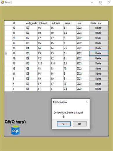 C# Tutorial: Deleting Rows from DataGridView and SQL Server