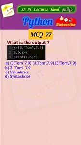 Python MCQ 77 - Test Your Skills #python #pythonprogramming #pythoninterview#shorts#trending