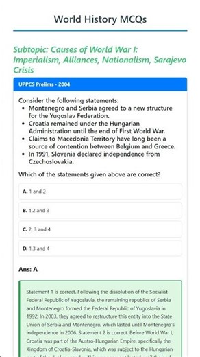 Causes of World War I: Imperialism, Alliances, Nationalism, Sarajevo Crisis